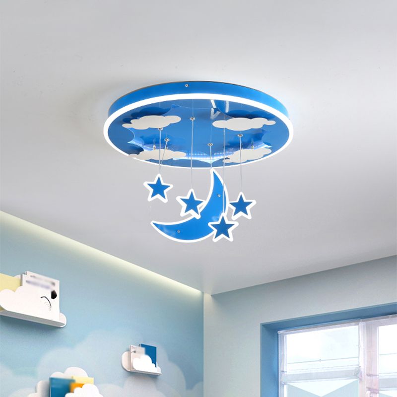 Sternenhimmel Kinder Zimmer Hängende Beleuchtung Acryl -LED Moderne Cluster -Anhängerleuchte in Pink/Blau