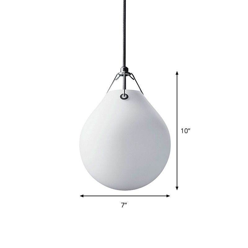 Minimalism Sphere Suspension Light White Glass 1 Head 7"/10" Wide Restaurant Pendant Lighting