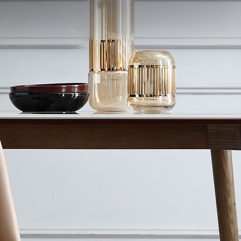 Mid-Century Modern Dining Table Stone Top Dining Table with 4 Legs