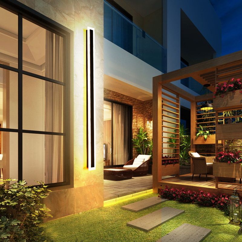 Linearer Schatten 1-Licht im Freien wasserdichte Wandleuchten moderne Wandbeleuchtung in Schwarz