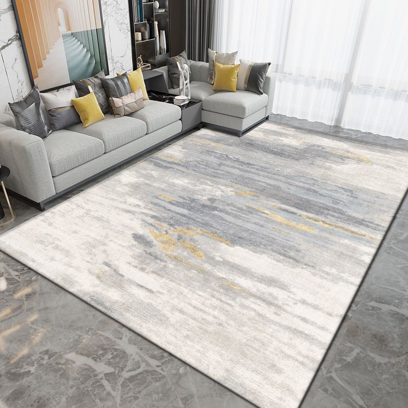 Light Gray Graphic Carpet Polyester Simple Carpet Washable Rug for Drawing Room