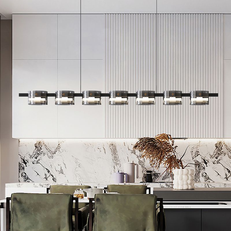 Hanging Lamp Modern Island Chandelier Lights in Black Finish for Dining Room