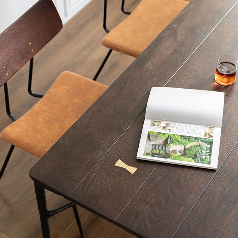 Luxury Oak Wood Table for Restaurant Rectangle Dining Table with Metal 4 Legs