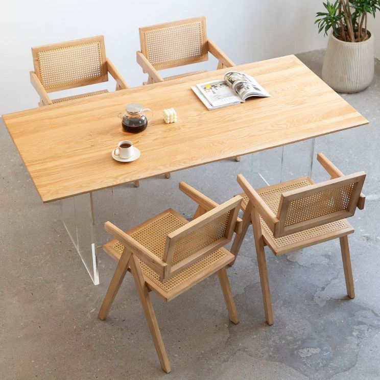 Minimalist Solid Wood Dining Set 1/2/4/5 Pieces Rectangular Dining Furniture Set