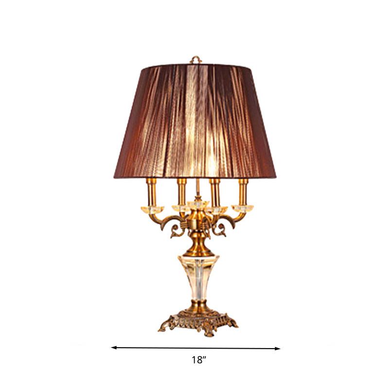 Lampada da comodino in cristallo con paralume impero Lampada da tavolo per camera da letto Countryside a 1 luce in marrone