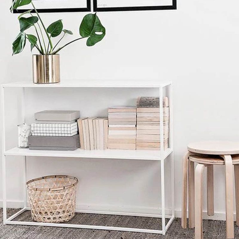 Modern Steel Console Table Rectangle Glass Shelves 10" W Accent Table for Hall