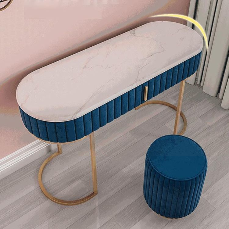Glam Style 1-drawer Marble Top Make-up Vanity Dressing Table