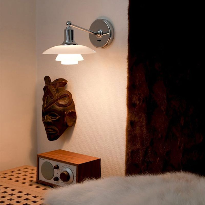 Modern Metal LED Flush Mount Wall Sconce 1-Light Wall Sconce Lights with Grass Shade