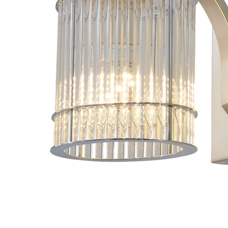 1 lampe murale cylindrique de tête avec un éclairage mural moderniste à l'ombre en cristal transparent en or