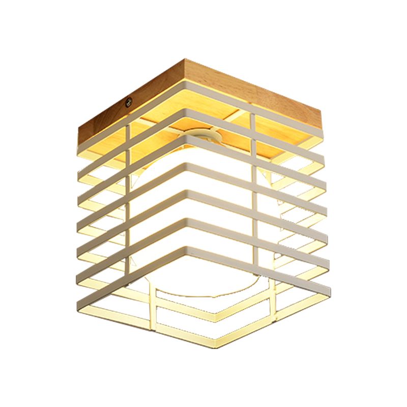 Lámpara colgante de montaje empotrado cuadrado negro/blanco, lámpara de montaje en techo de 1 luz Simple de Metal para pasillo