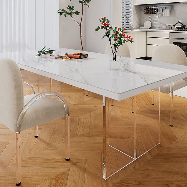 Modern Style Dining Table Rectangle Table with Acrylic Base for Home