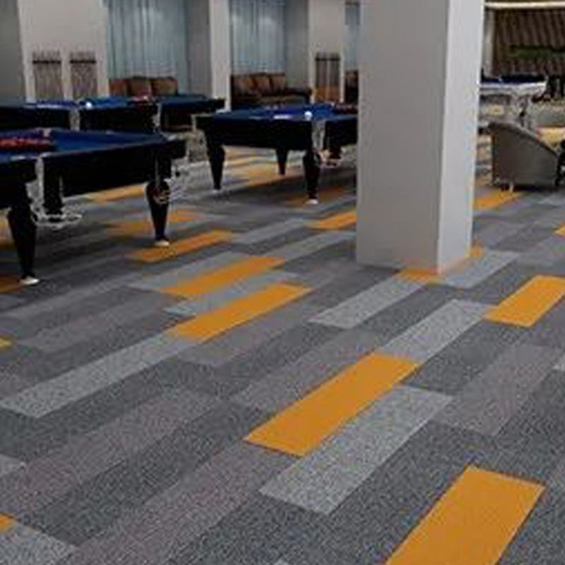 Modern Carpet Tile Level Loop Striped Print Interlocking Non-Skid Tiles and Carpet