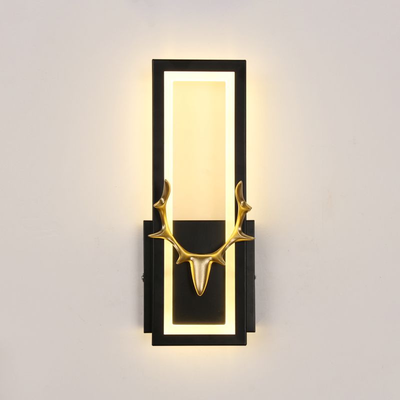 Lampada da parete per salotto in metallo Nordico in metallo a muro di cervo con tonalità rettangolare