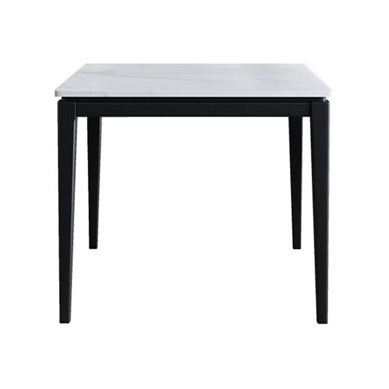Square White Top Dining Table Industrial 4 Legs Dining Table with Black Frame
