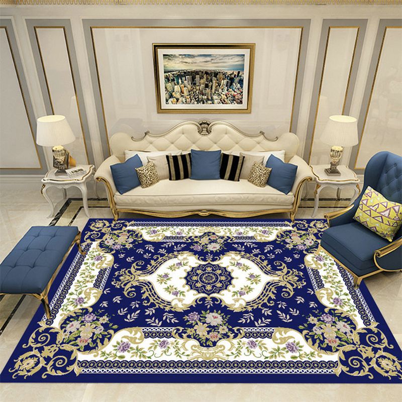 Funky European Rug Classic Medallion Print Area Rug Polyester Stain Resistant Carpet for Home Decor
