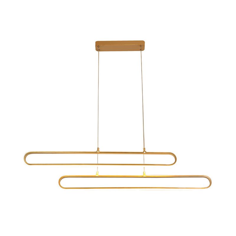 Aluminum Elliptical Island Light Modernity LED Gold Pendant Lighting in Warm/White Light, 39"/47" Long