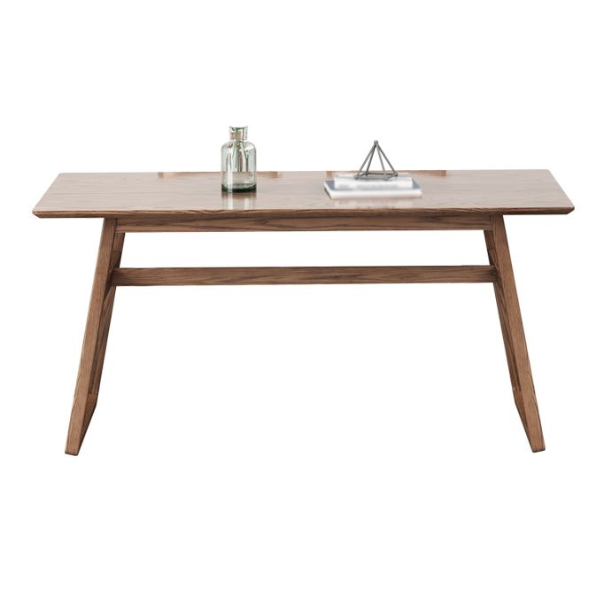 Rectangle Ash Wood Table in Walnut Contemporary Wooden Dining Table with Double Pedestal