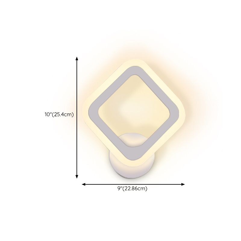 Square Shape Wall Lamp Modern Style Acrylic 1 Light Sconce in White