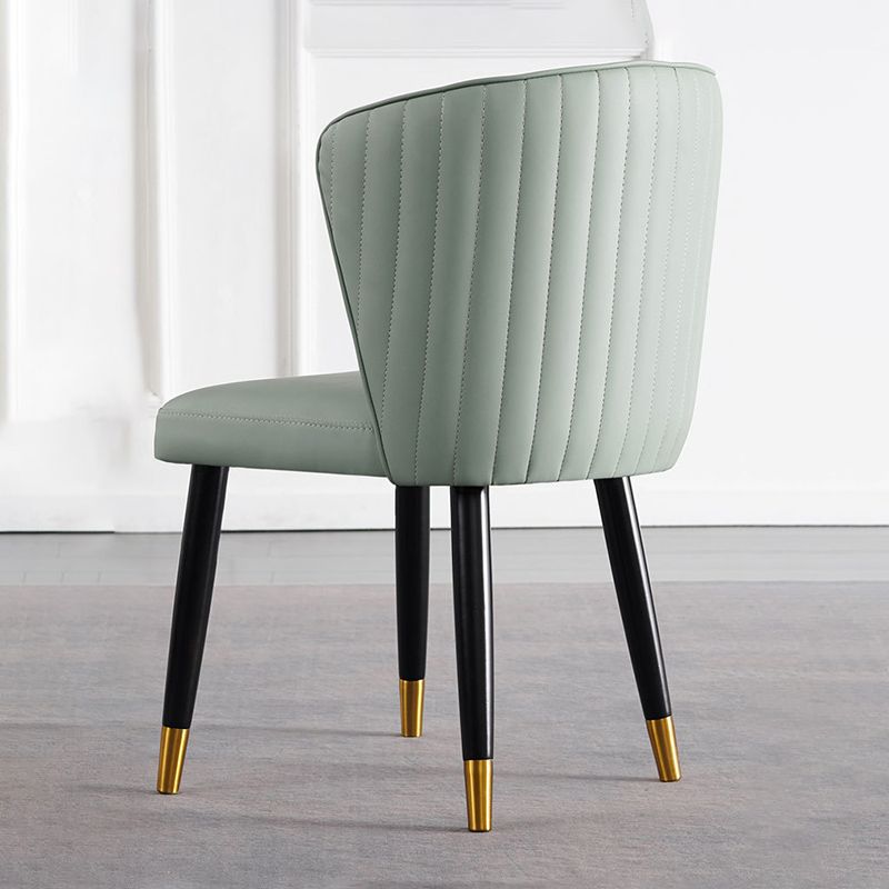 Glam Style Armless Side Chairs Wooden Chair with Wood Legs for Kitchen