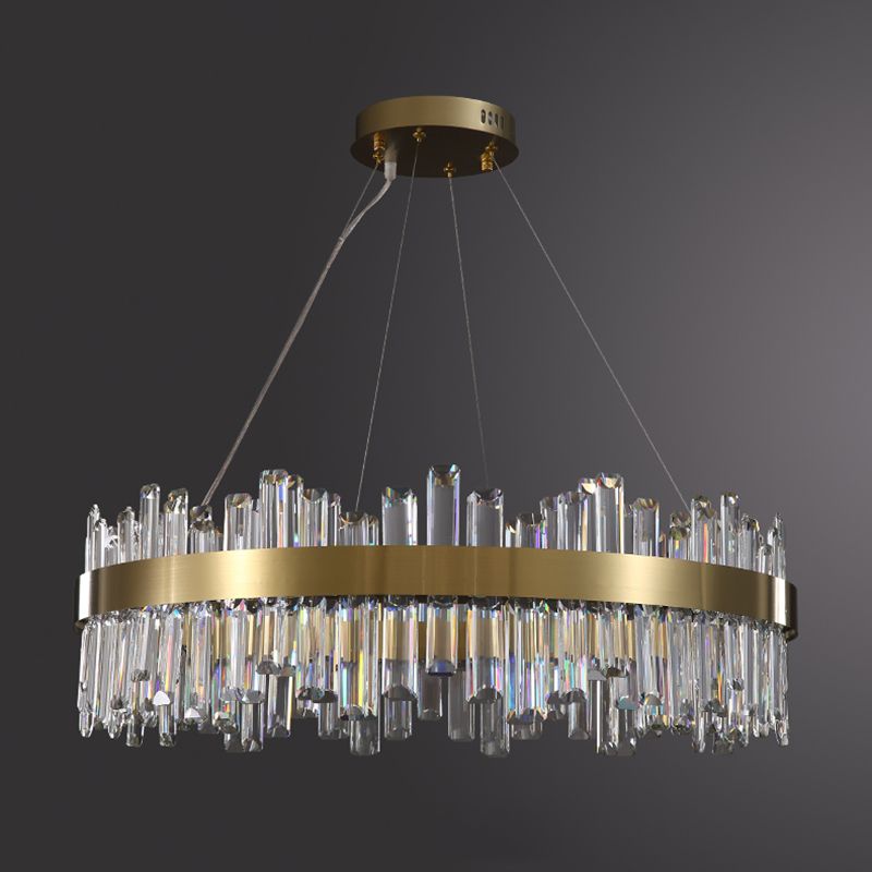 Cercle de pendentif en or LED LED CRISTAL HORDing Light pour le salon