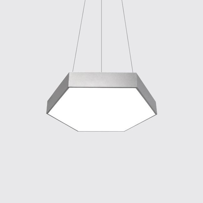 Yellow/Silver/Purple Hexagon Pendant Lamp Contemporary Led Metal Hanging Ceiling Light, 12"/18"/23.5" Wide