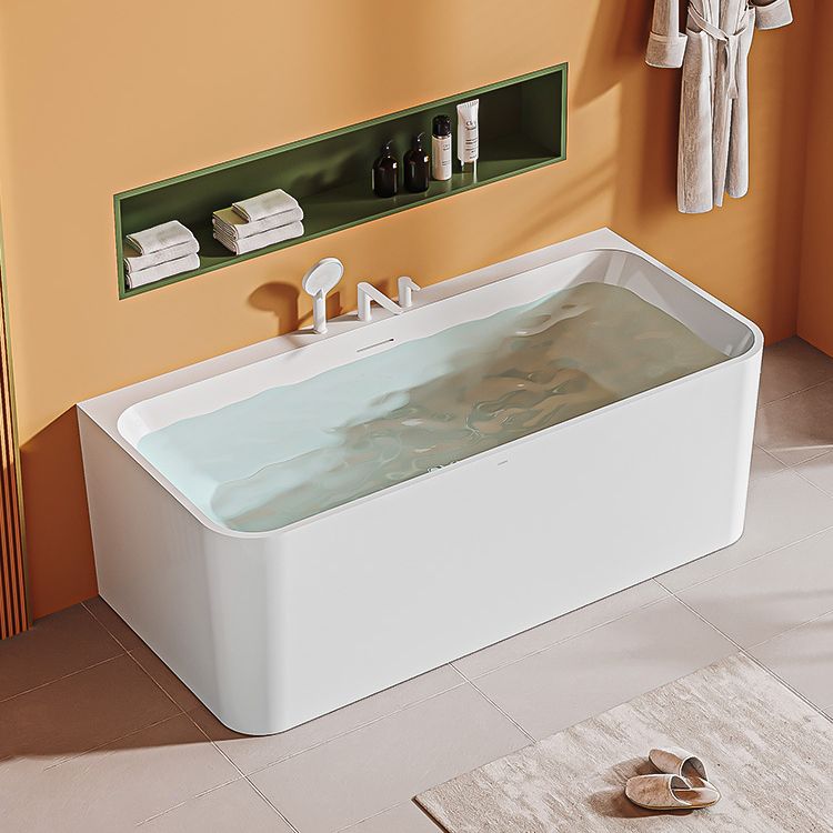 Freestanding Soaking Acrylic Bathtub Modern Rectangle Bathtub in White