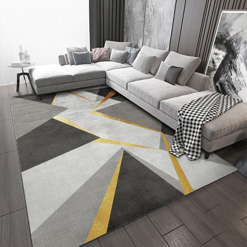 Black Modern Rug Polyester Striped Rug Non-Slip Backing Rug for Home Decoration