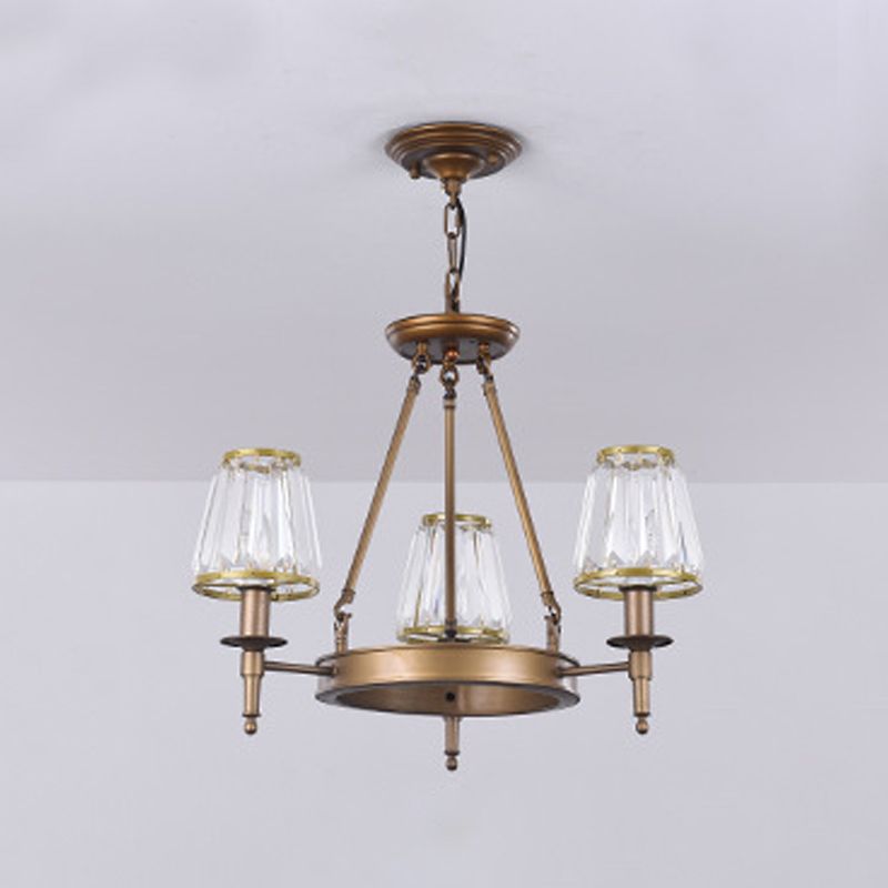 Pendre à cristal clair Conical Pendre Pendre Rustique Multi Lights Suspension Pendante