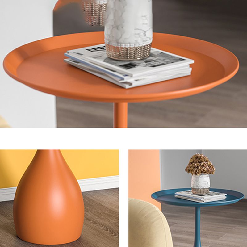 23.6" Tall Mid-Century Metal Round Tray Top Side Table Pedestal End Table