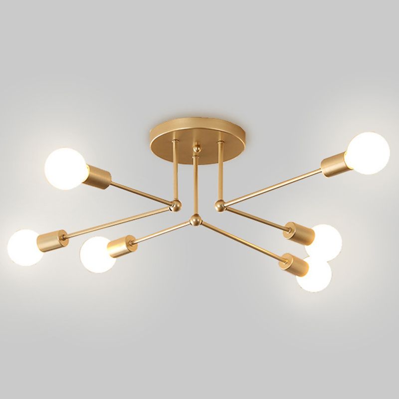 Sputnik Multi Light Ceiling Light Bare Bulb Restaurant Industrial Style Lighting Fixtures in Wrought Iron