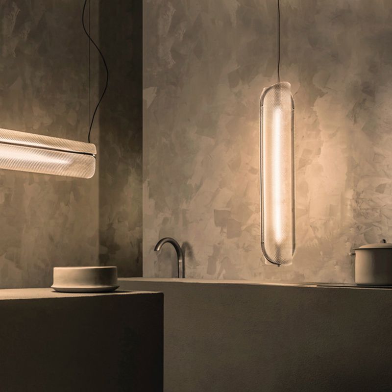 Lámpara colgante en forma de tubería acrílica creative minimalista de luz LED transparente de la isla liviana