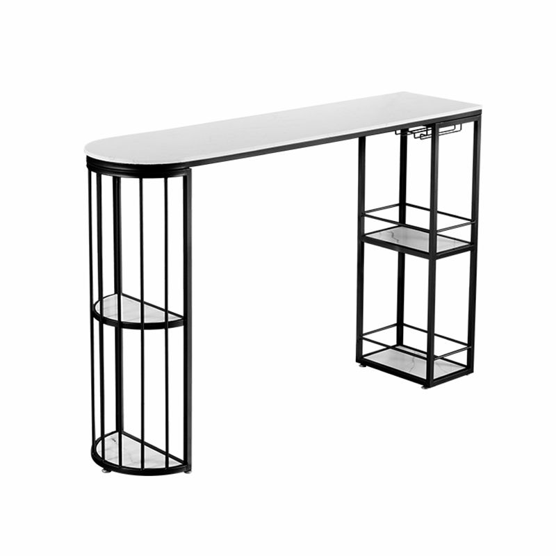 Free Form Stone Top Bar Table Modern Double Pedestal Bar Table with Wine Glass Holders