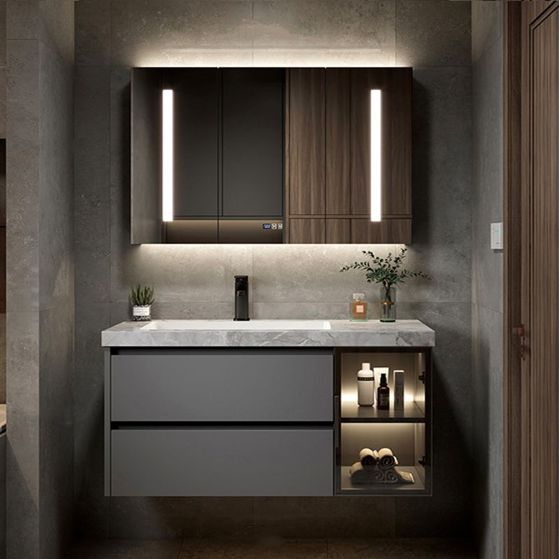 Stone and Ceramic Bath Vanity Glam Bathroom Vanity Set for Bathroom