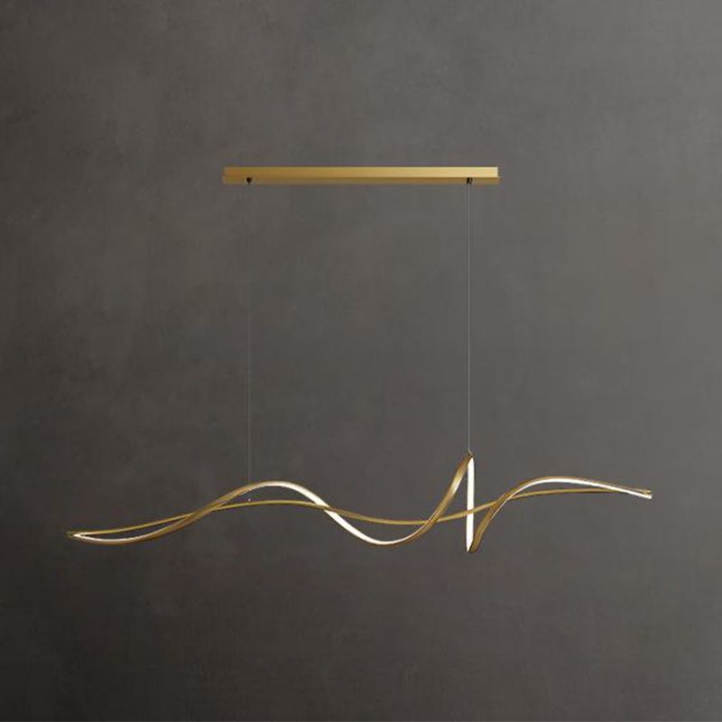 Minimalism Twisting LED Hanging Pendant Lights in Gold for Dining Room