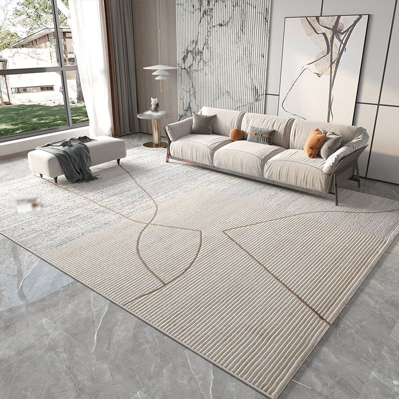 Khaki Modern Carpet Geometric Pattern Polyester Area Rug Easy Care Rug for Home Decor