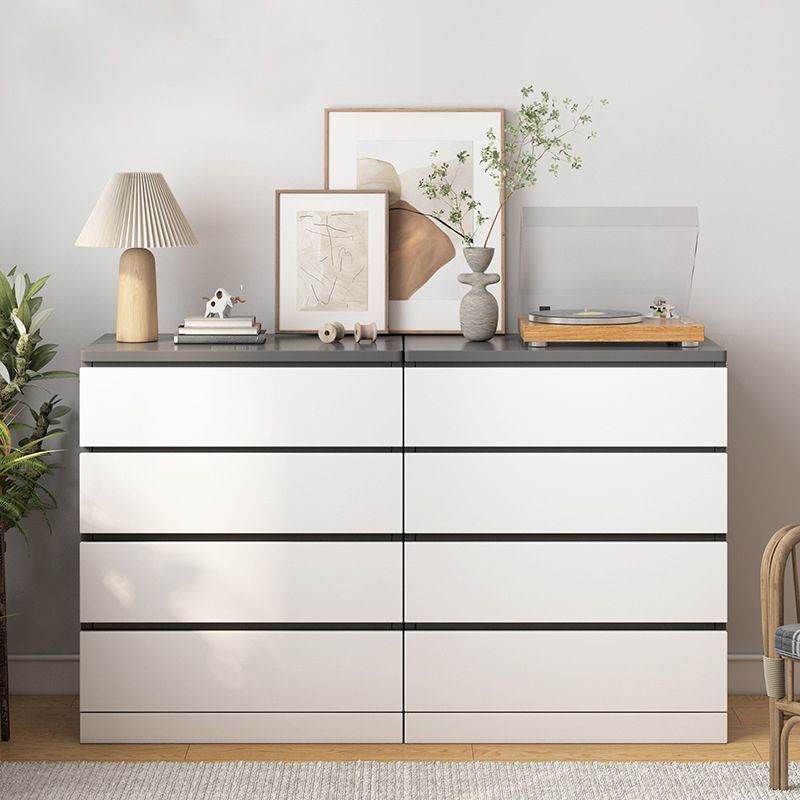 Modern Style White Storage Chest Vertical Wooden Chest with 3 / 4 / 5 / 6 Drawers