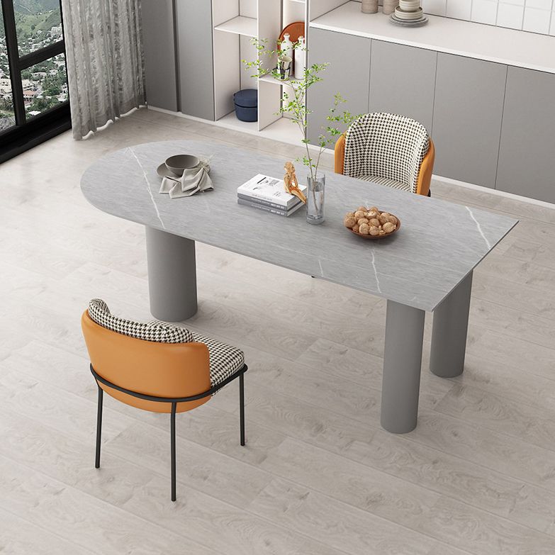 Free Form Dining Table Modern Sintered Stone Top Iron Base Table