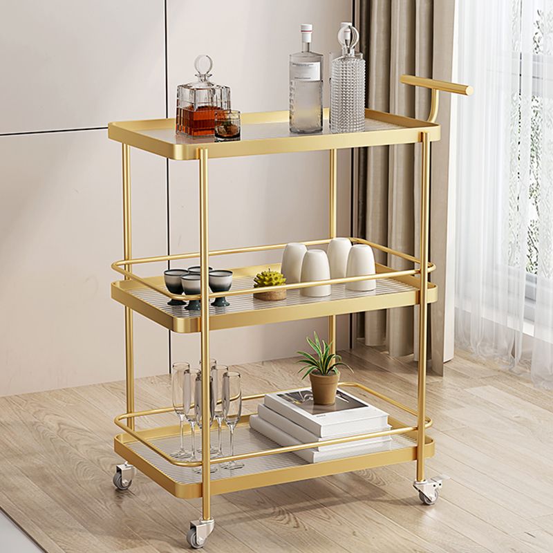 Dining Room Modern Prep Table Rolling Open Shelves Kitchen Trolley