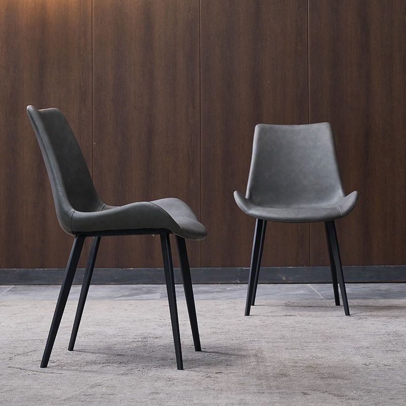 Industrial Style Side Chair Metal Solid Back Dining Room Chair for Kitchen