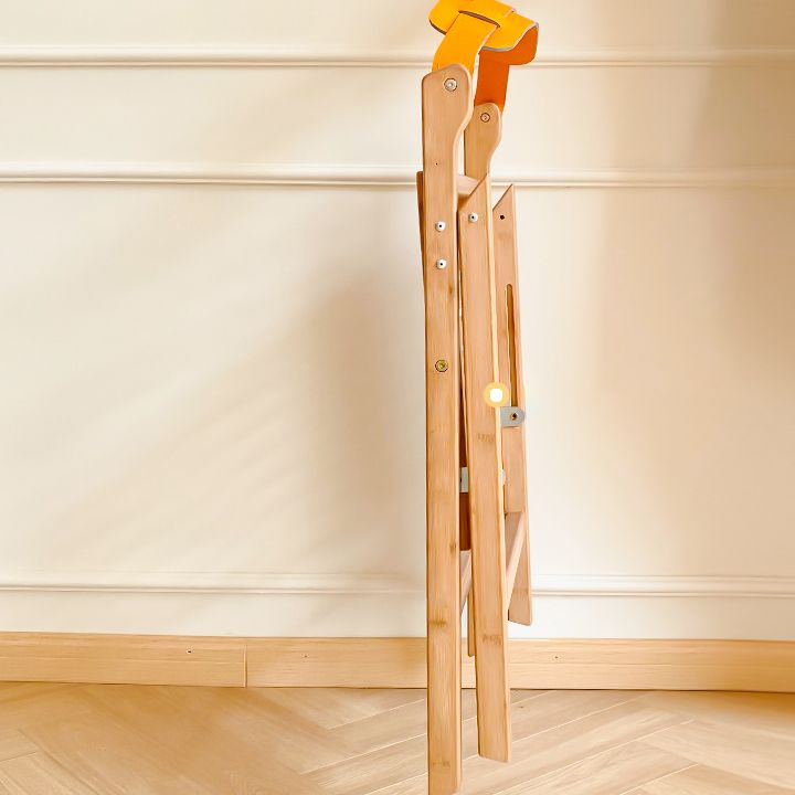 Modern Folding Side Chair Wooden Open Back Dining Chair for Home