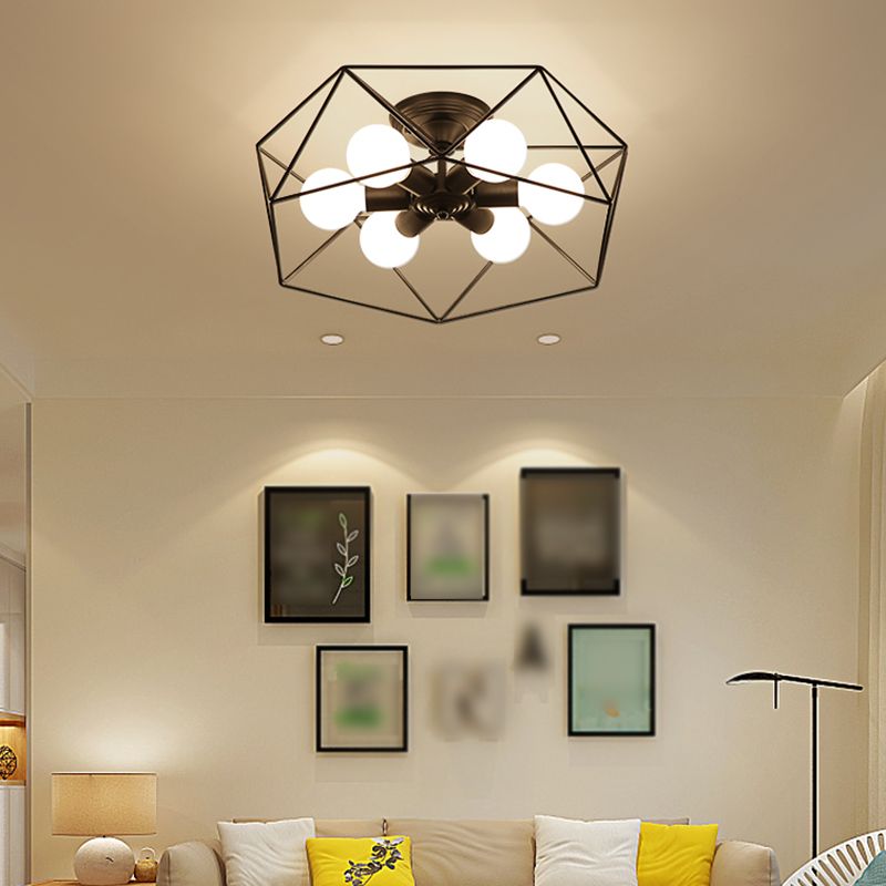 Metalen geometrische schaduw spoel plafondlicht industrieel multi lights plafondlamp armatuur