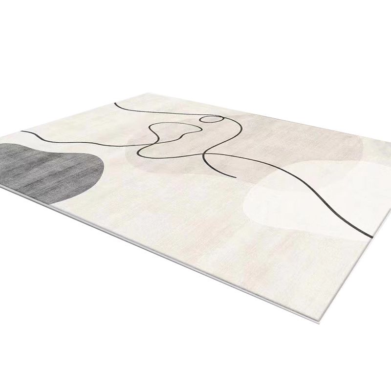 Apricot Color Block Carpet Polyester Casual Carpet Washable Carpet for Living Room