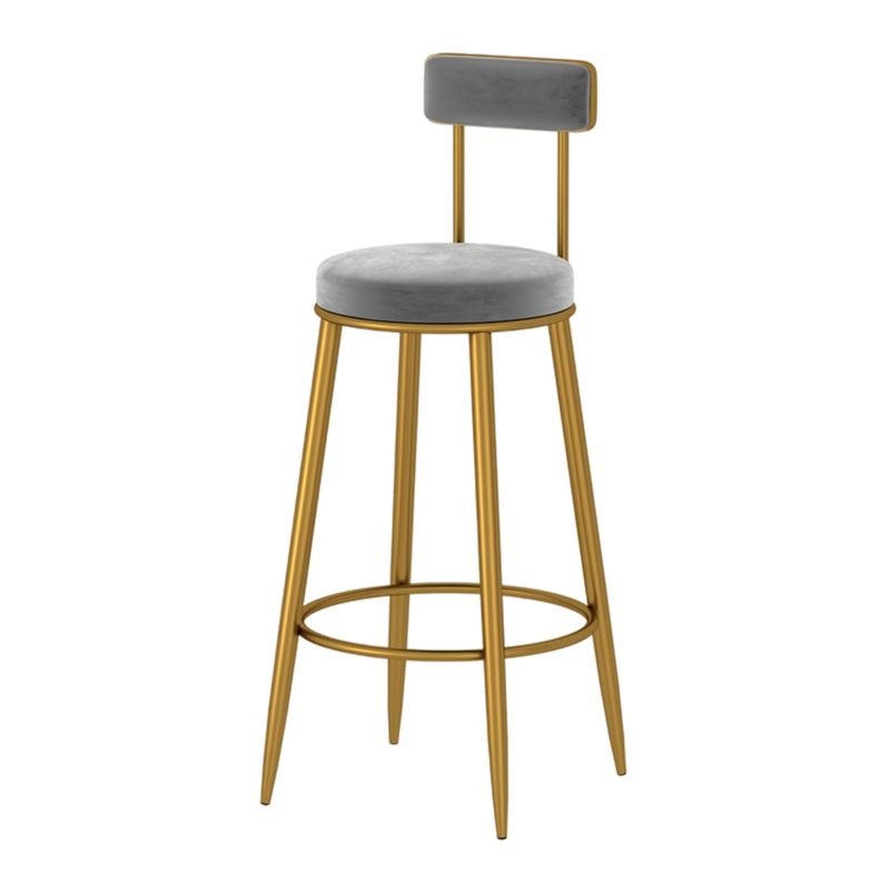 Glam Metal Upholstered Barstool Indoor Bar Stool with Low Back and Ron Legs