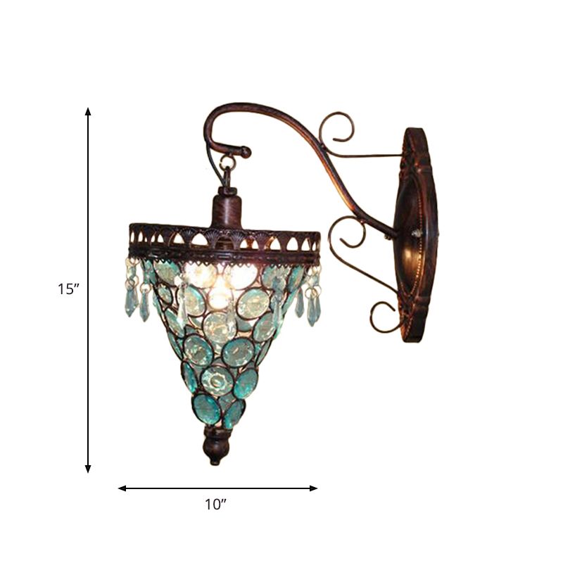 Cone Metal Wall Lampe Sconce Art Deco 1 Head Living Room Wall Lightture en orange / bleu / violet avec accent en verre