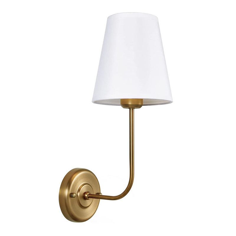 Modern Brass/Black Bathroom Vanity Light Metal Bath Bar with Fabric Shade