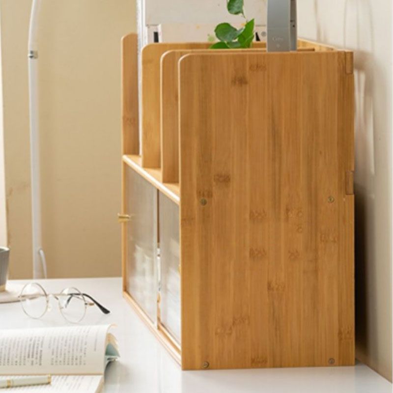 Closed Back Vertical Bookshelf Contemporary Wood Bookcase with Cabinets