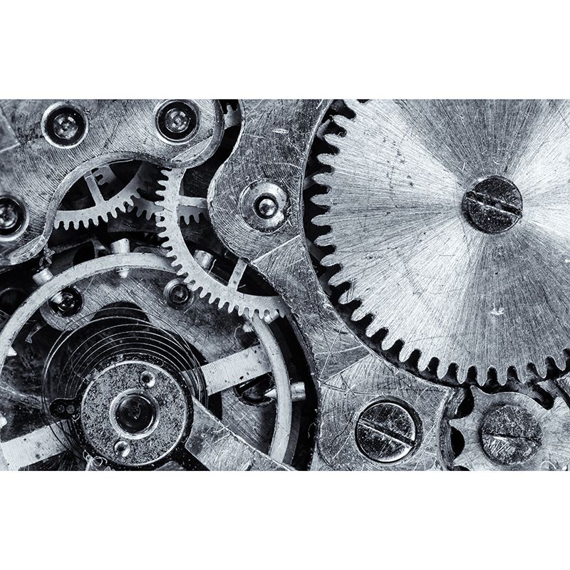 Retro Style Metal Gear Wall Mural Home Decoration Stain Resistant Mural for Living Room