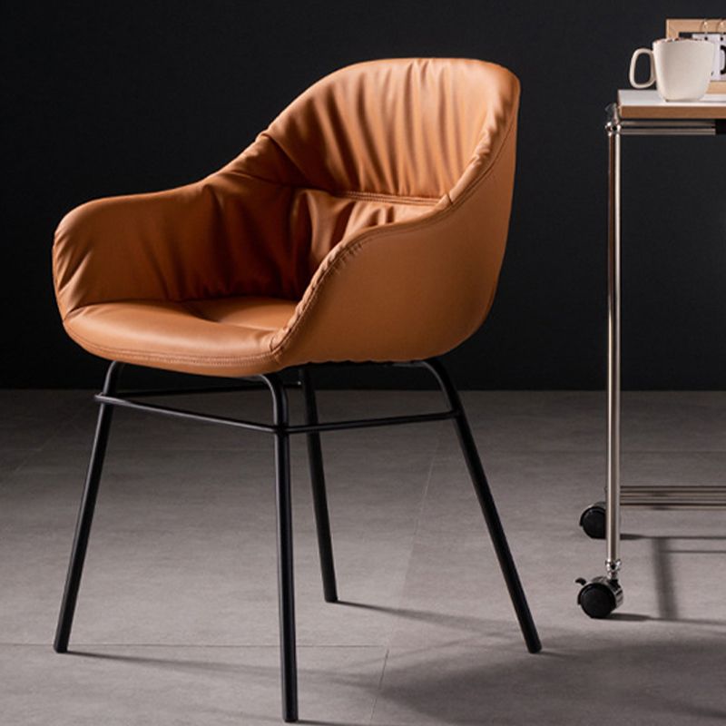 Modern Style Parsons Arm Chair Leather Upholstered Indoor Dining Chair