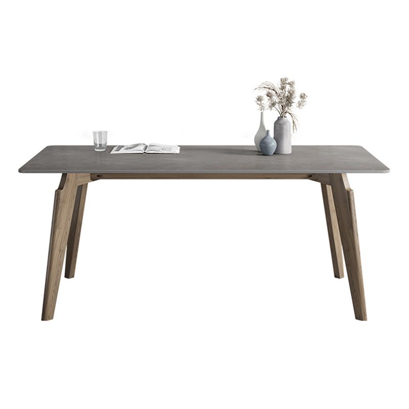 Rectangle Sintered Stone Grey Tone Dining Table Vintage 4 Legs Table for Dining Room