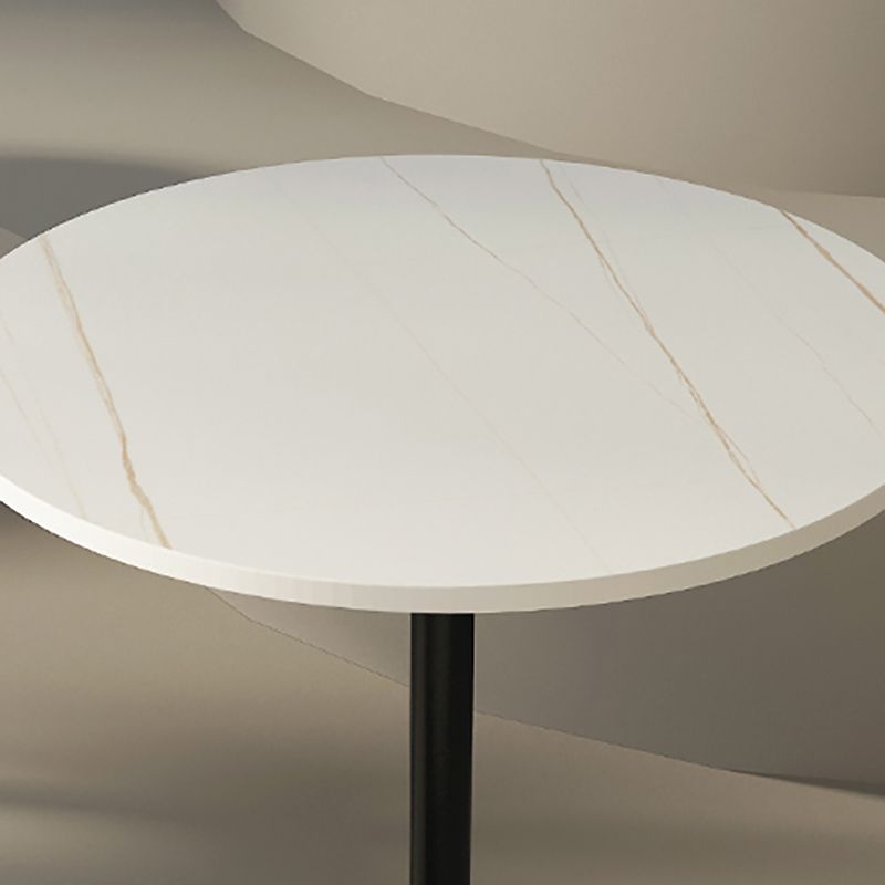 Modern Stone Cocktail Table with Black Pedestal Coffee Table - 21.7''/23.6''